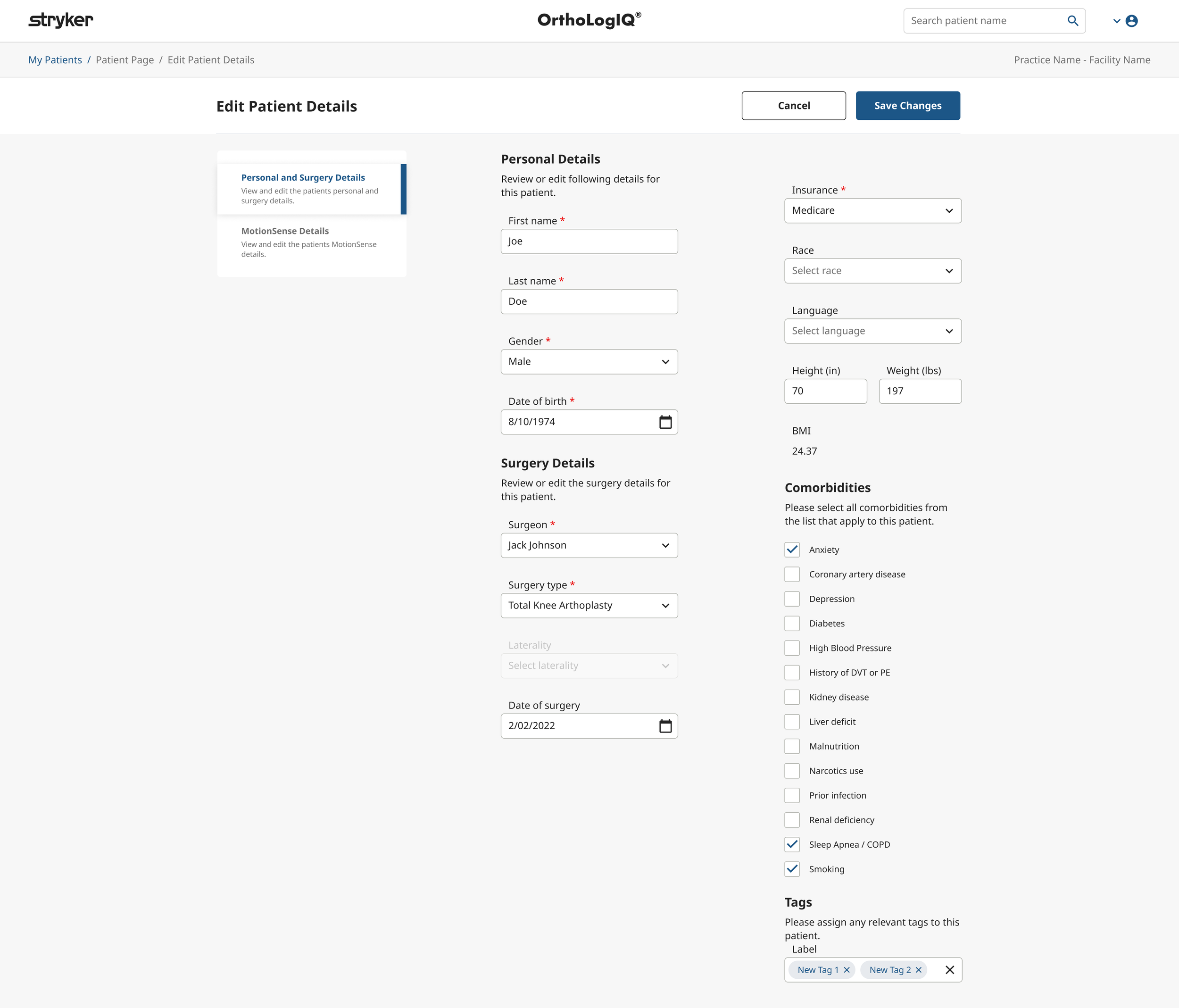 Edit Patient Concept 2: More visual and descriptive Tab UI Approach (Copy)
