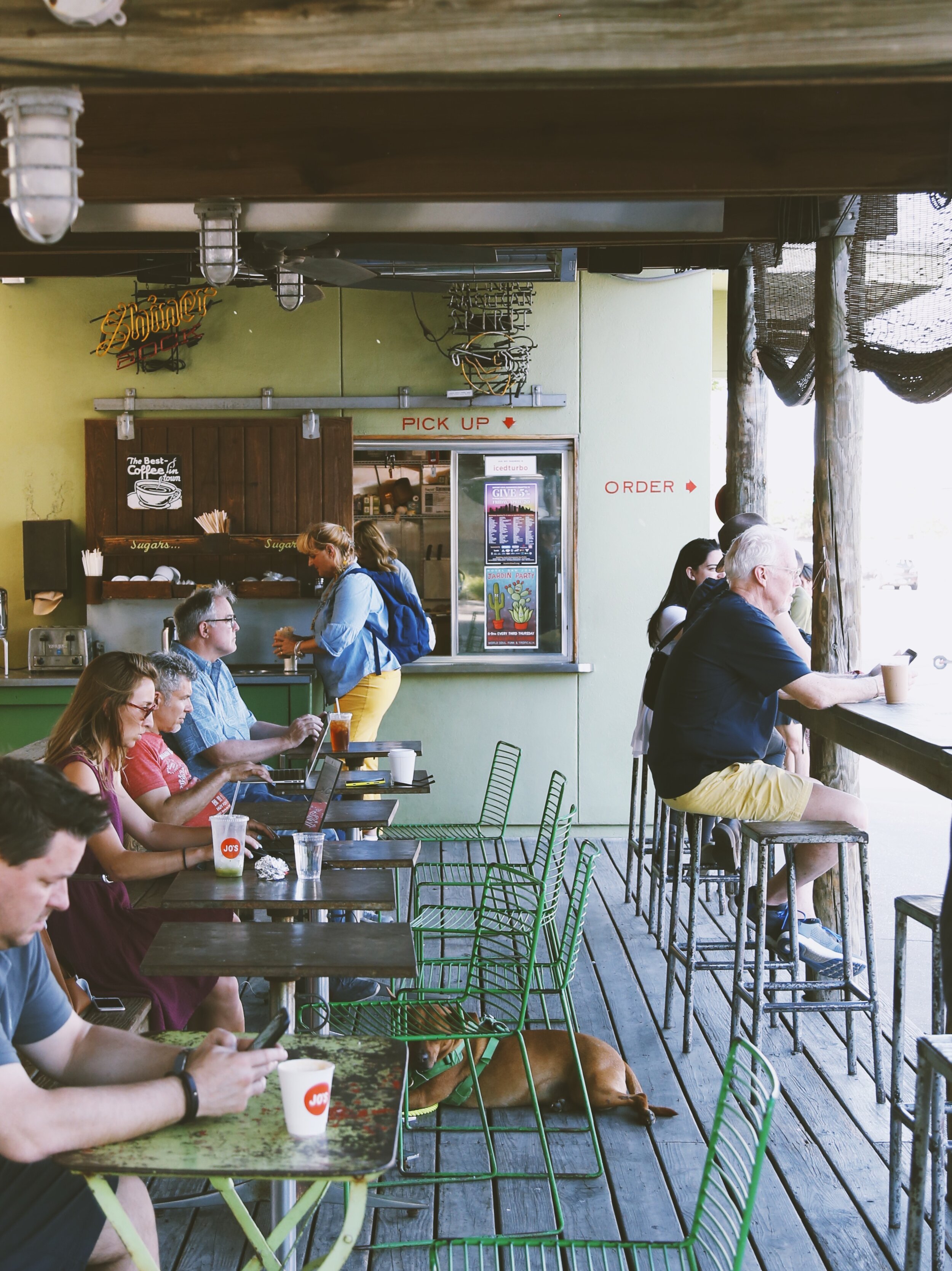  View of the covered patio at Jo’s South Congress. 