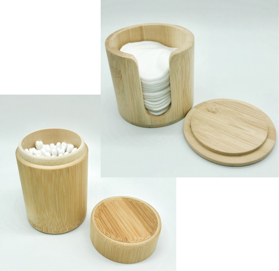 Matching bamboo accessories complete your bathroom’s  look.