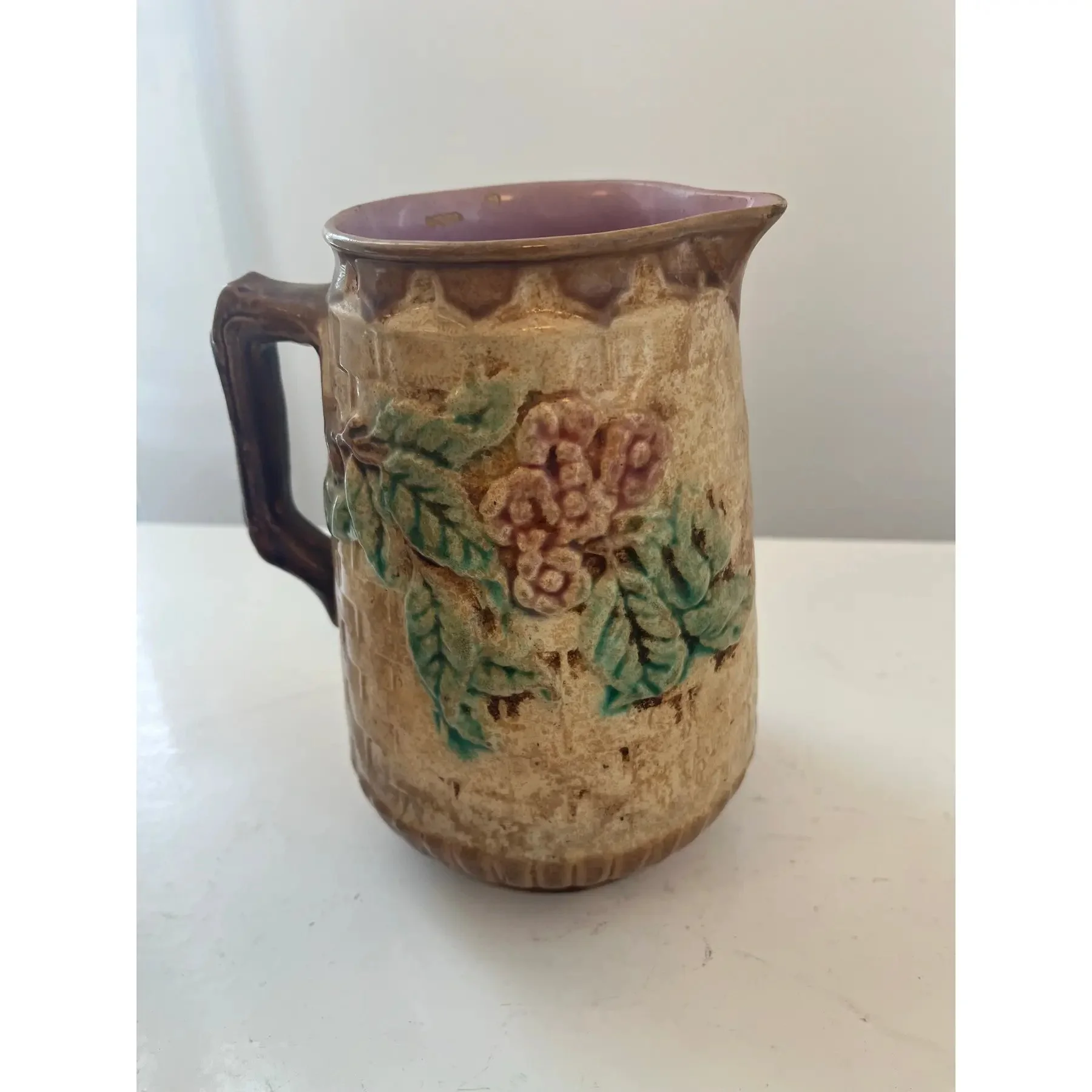 1900s-two-majolica-ceramic-pitchers-4481.jpg
