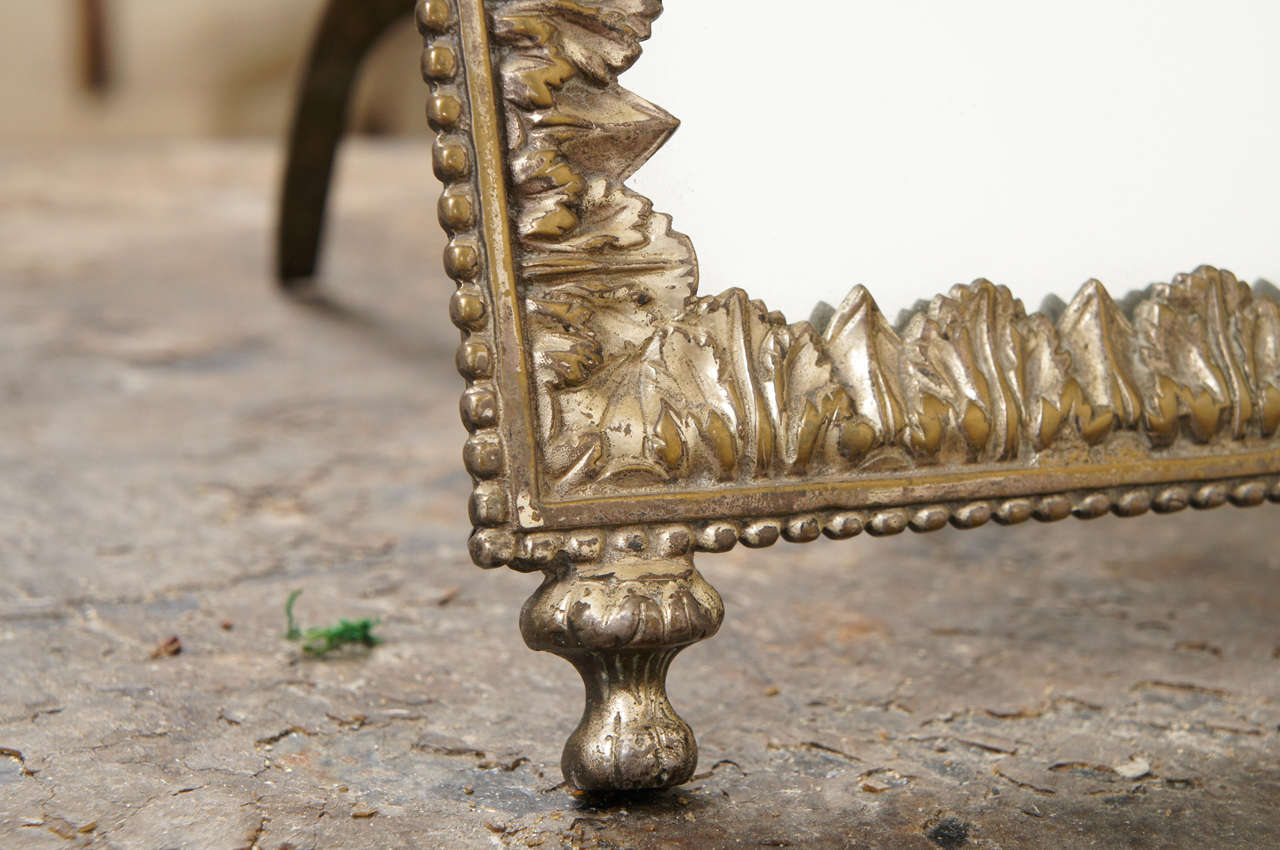Continental Silver on Brass Standing Dressing Table Mirror