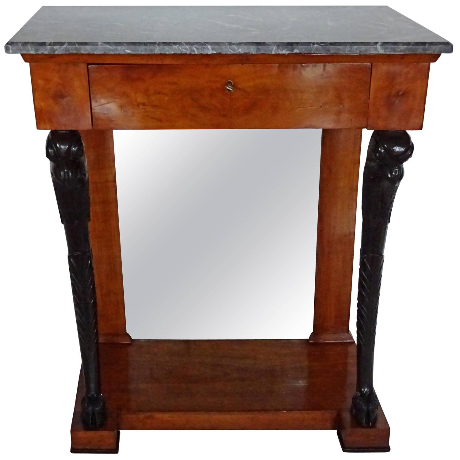 Empire Walnut and Ebonized Console Table