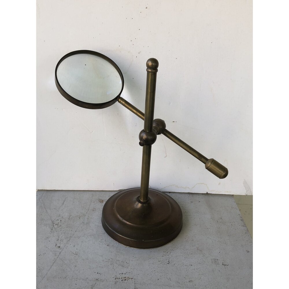 Antique 1900s Victorian Magnifying Glass on Adjustable Brass Stand — Relics  Antiques