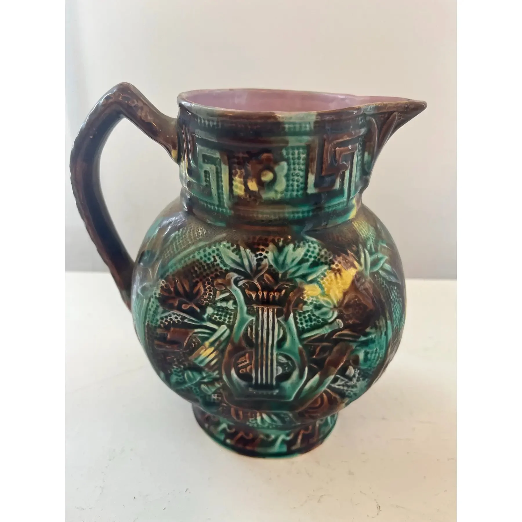 1900s-two-majolica-ceramic-pitchers-0067.jpg