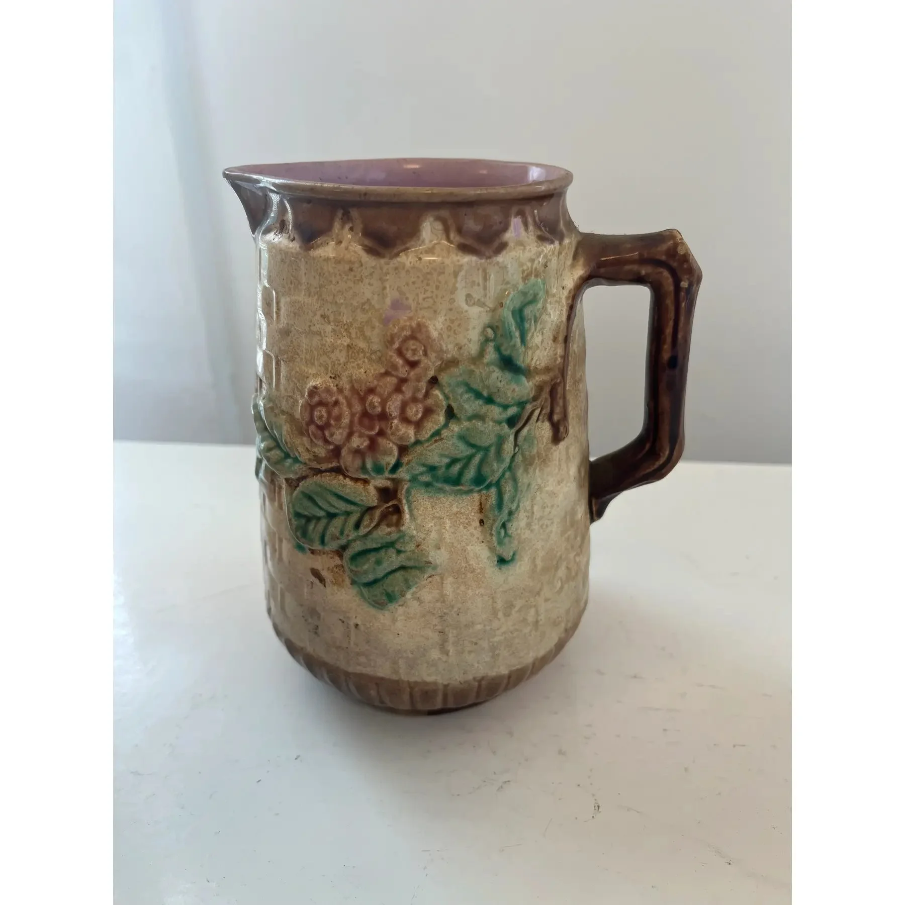 1900s-two-majolica-ceramic-pitchers-6342.jpg