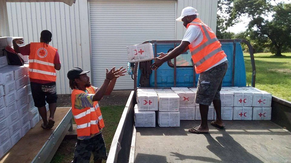 Xavier Watt uploading Non Food Item's Reliefs with Sanma Red Cross Volunteers 