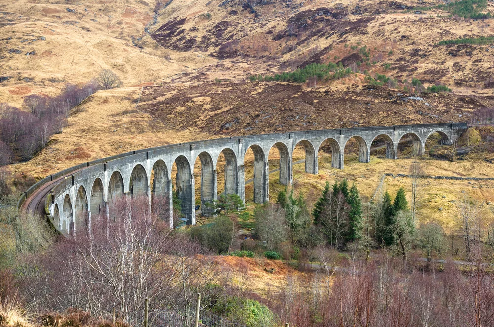 One of Scotland's best known bits of architecture is the Glenfinnan Viaduct, a 21-arch railrway bridge built of mass concrete by Robert McAlpine and Sons in 1898.