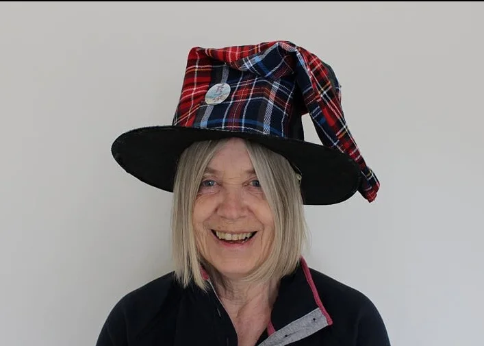 Retired teacher and now author of "The Tartan Witch" and other works, Greta Yorke.