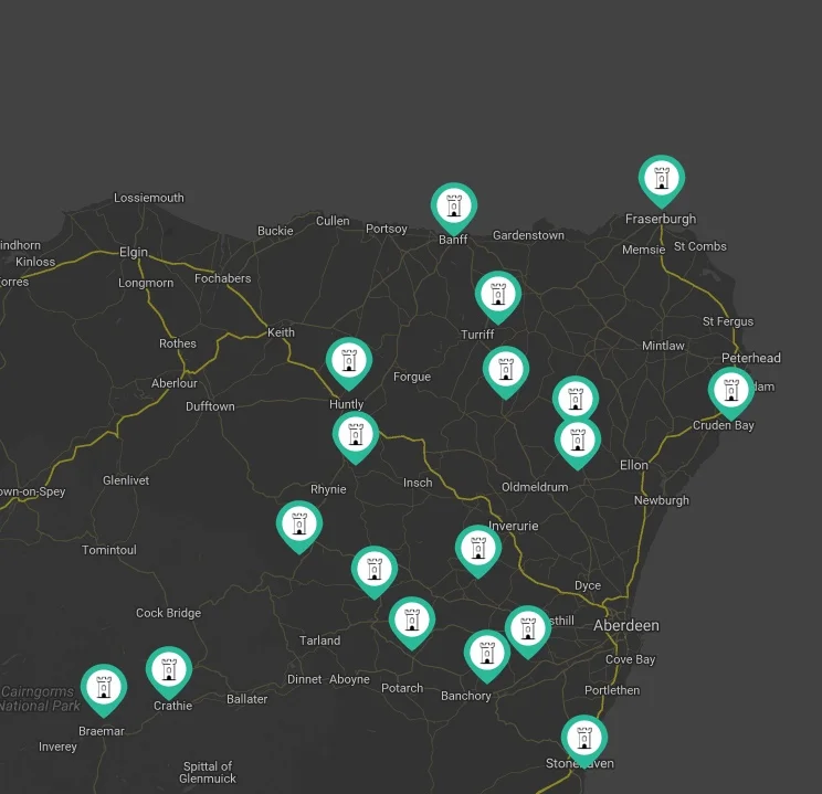 The Castle Trail in Aberdeenshire features 17 castles. Courtesy www.visitabdn.com