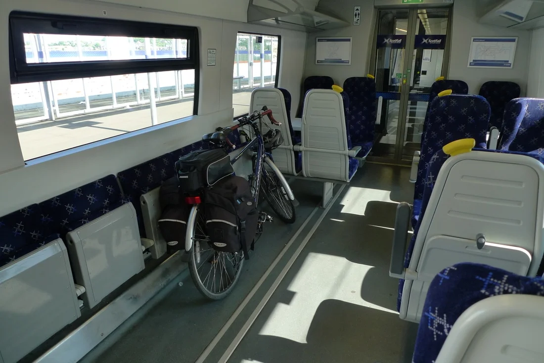 Cycle storage area on a class 380 train. Courtesy The Cycling Scot