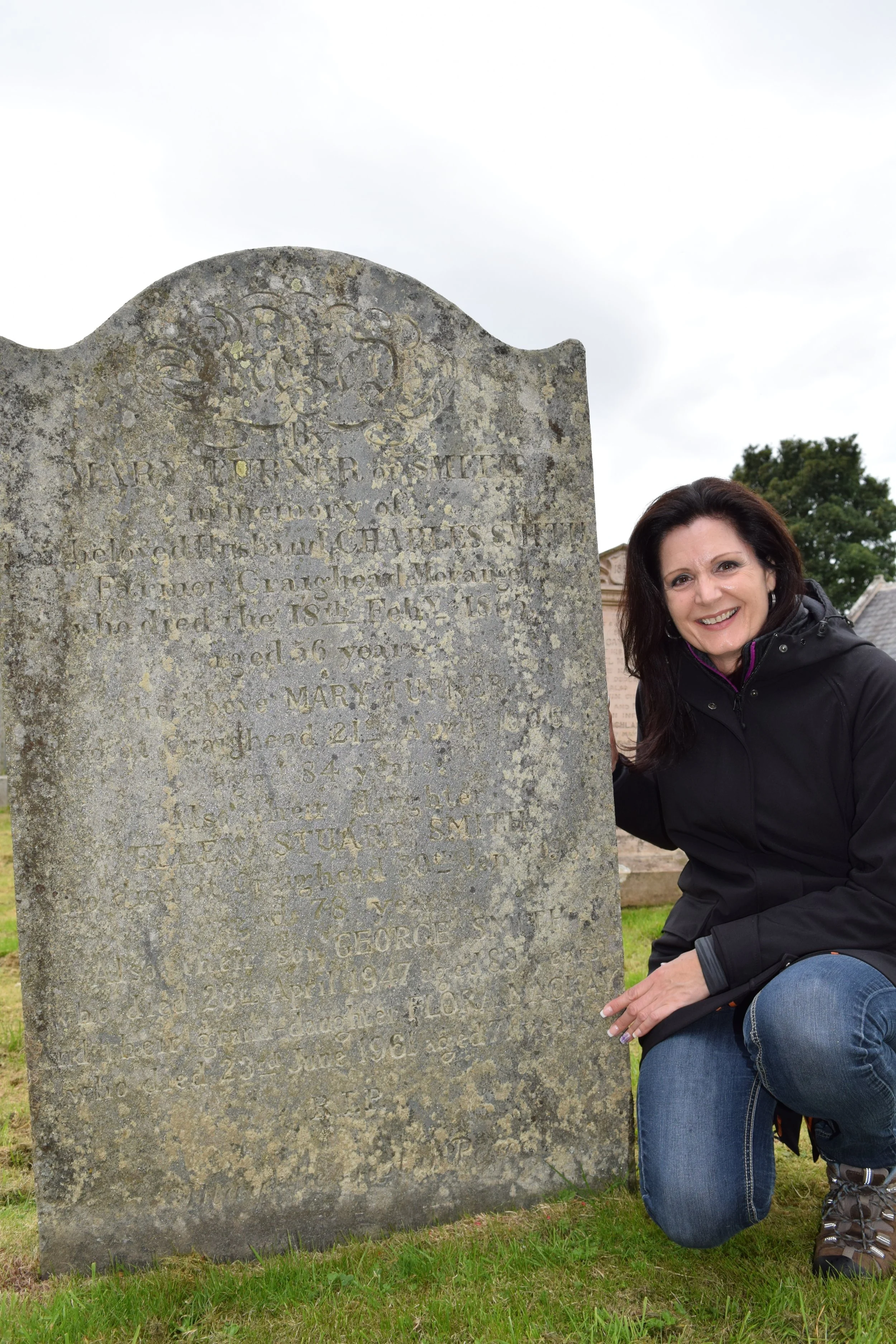 Theresa Mackay at the gravesite of her ancestor and innkeeper, Flora Mackay. Photo contributed by Theresa Mackay