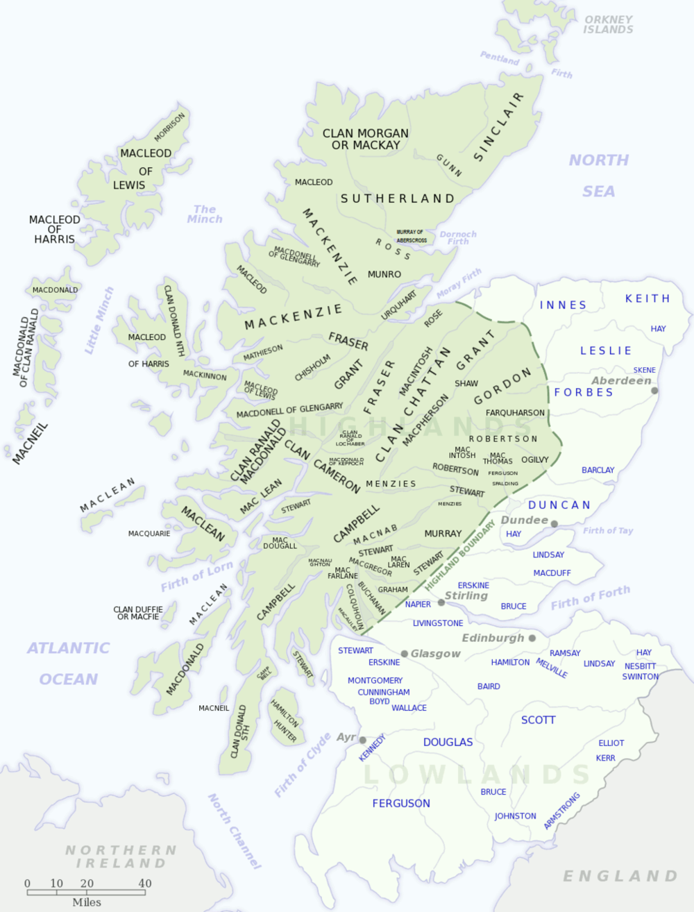 A map of Scottish clans. Clan society was based around a kinship of Scottish people, whether connected by blood lines or by a common allegiance to a particular leader of clan chief. The Jacobite uprising of 1745 is often viewed as the beginning of the end of the clan system. Common today, the idea of clans with their specific identifying tartans is largely a 19th century creation thanks to the romanticism of Sir Walter Scott and others.