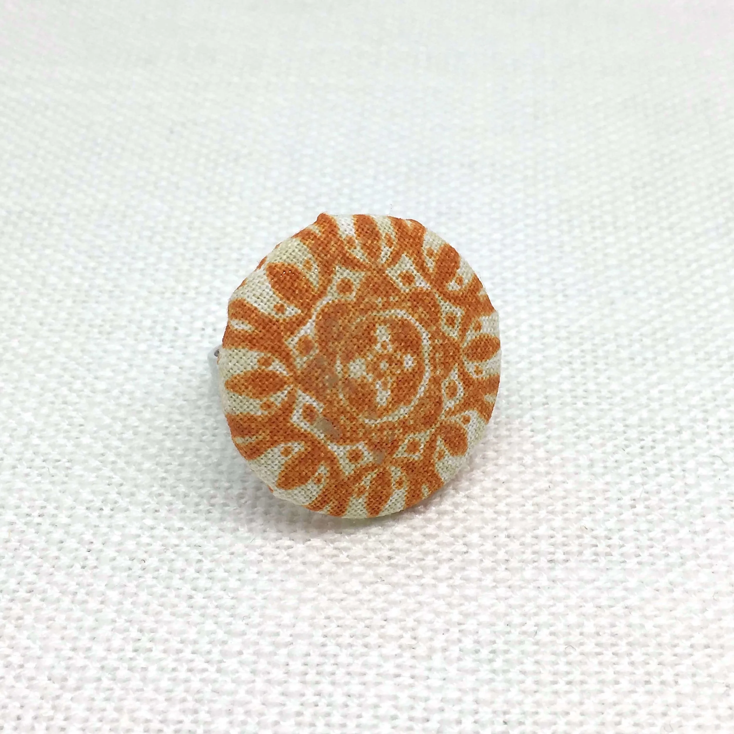 HANDMADE ORANGE FABRIC BUTTON RING.JPG