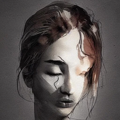 This piece encapsulates the raw emotions that we humans often keep veiled, a testament to our shared journey. The gentle wash of Chinese watercolor adds a touch of the ethereal, drawing us deeper into the introspective dance. I invite you, dear explo