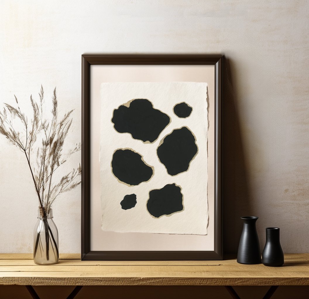 Black and Gold Ink Abstract Handcrafted Prints - 15 x 20