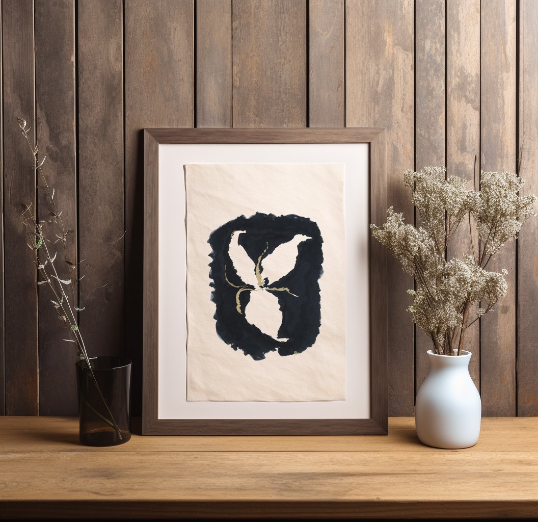 Black and Gold Ink Abstract Handcrafted Prints - Wall Decor
