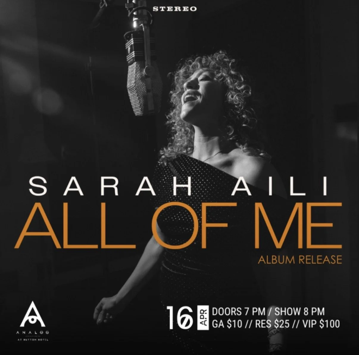 Analog Jazz Presents: Sarah Aili “All of Me” Jazz Album Release Show 