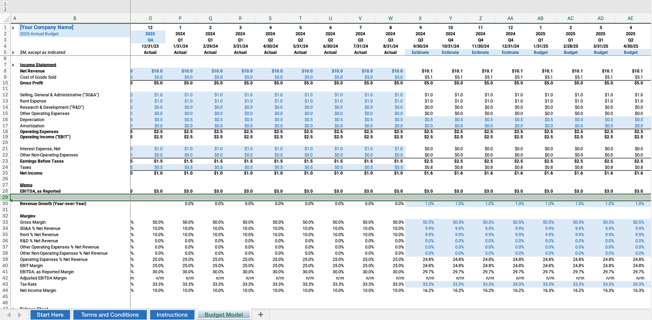 Free Three-Statement Model Template