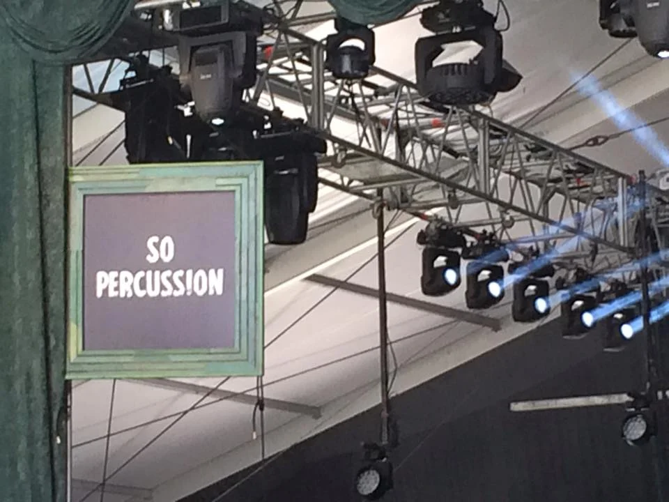 The stage is set for Sō Percussion to take on Bonnaroo 2015, photograph by Pratishtha Singh