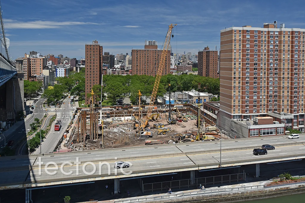 View of the site looking west from over the East River