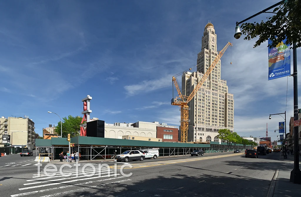 View of the site looking southeast along Flatbush Avenue