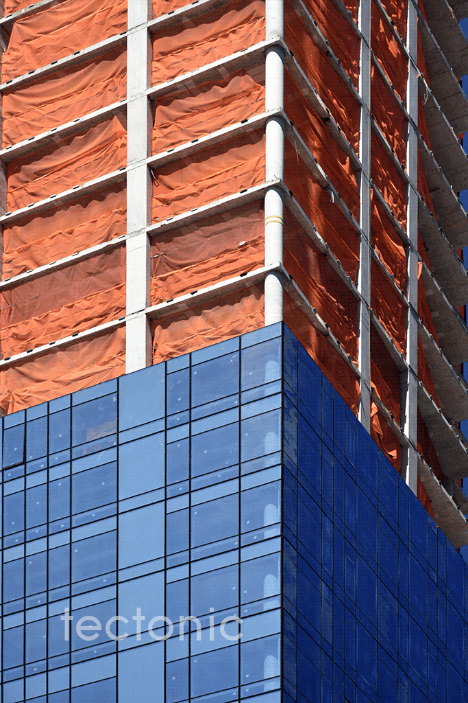 Close-up of the glass facade