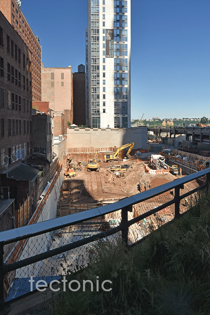 View across the site from the east