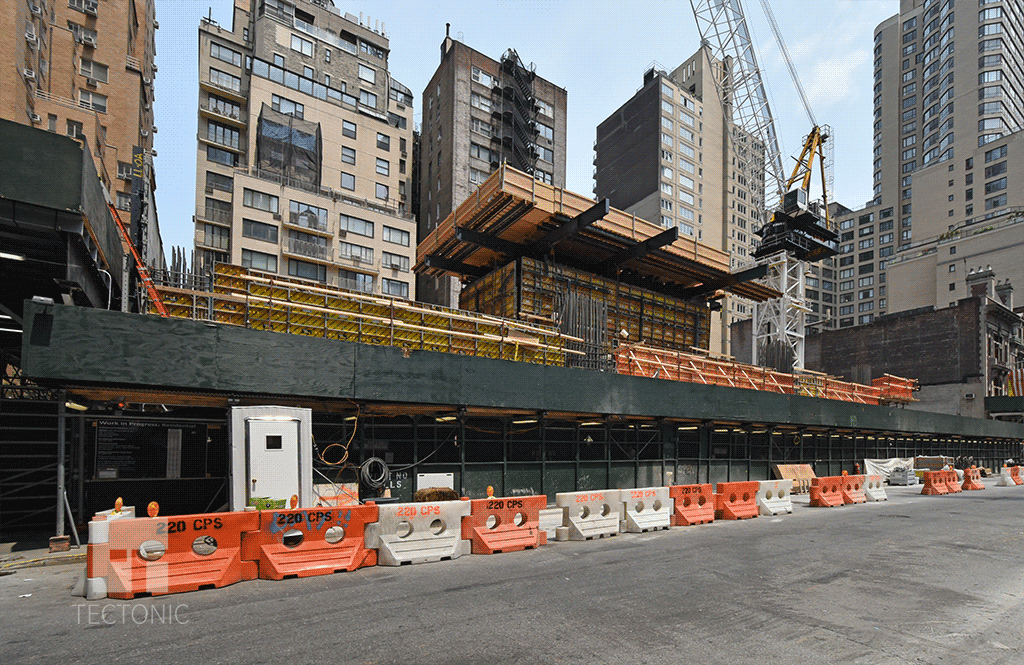 Tower section rising along West 58th Street