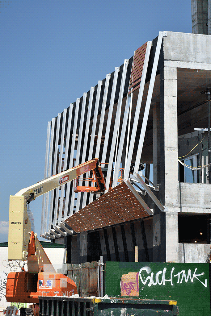 Facade installation along North 12th Street