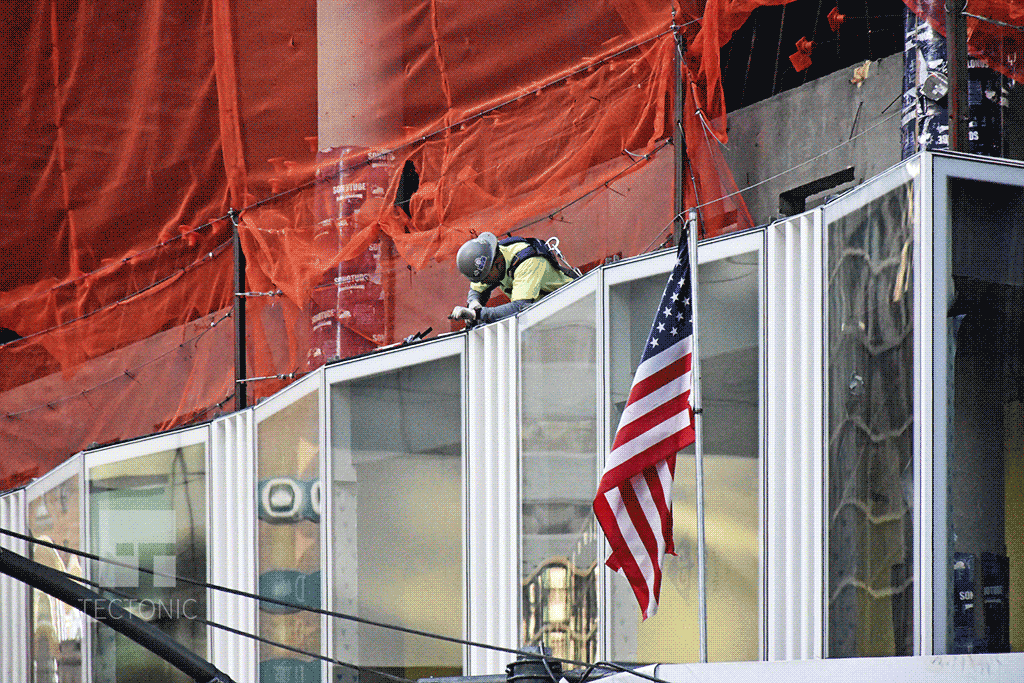 Facade installation along Lexington Avenue
