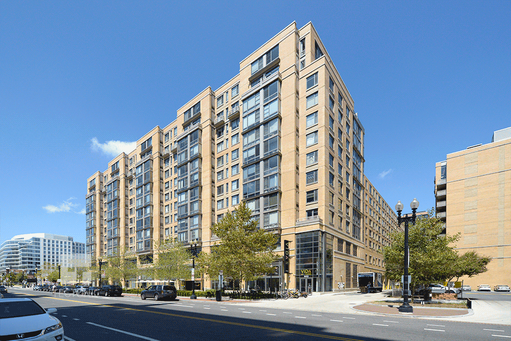 Viewed from the southeast along K Street NW