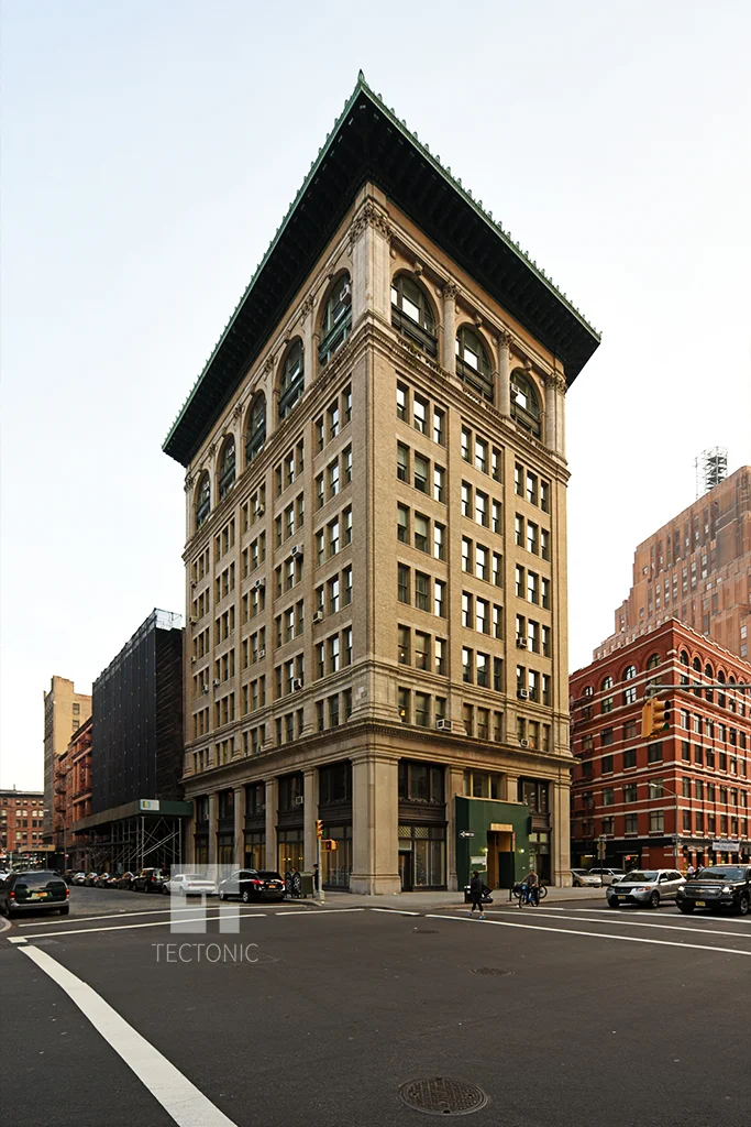 Viewed from the north along Hudson Street