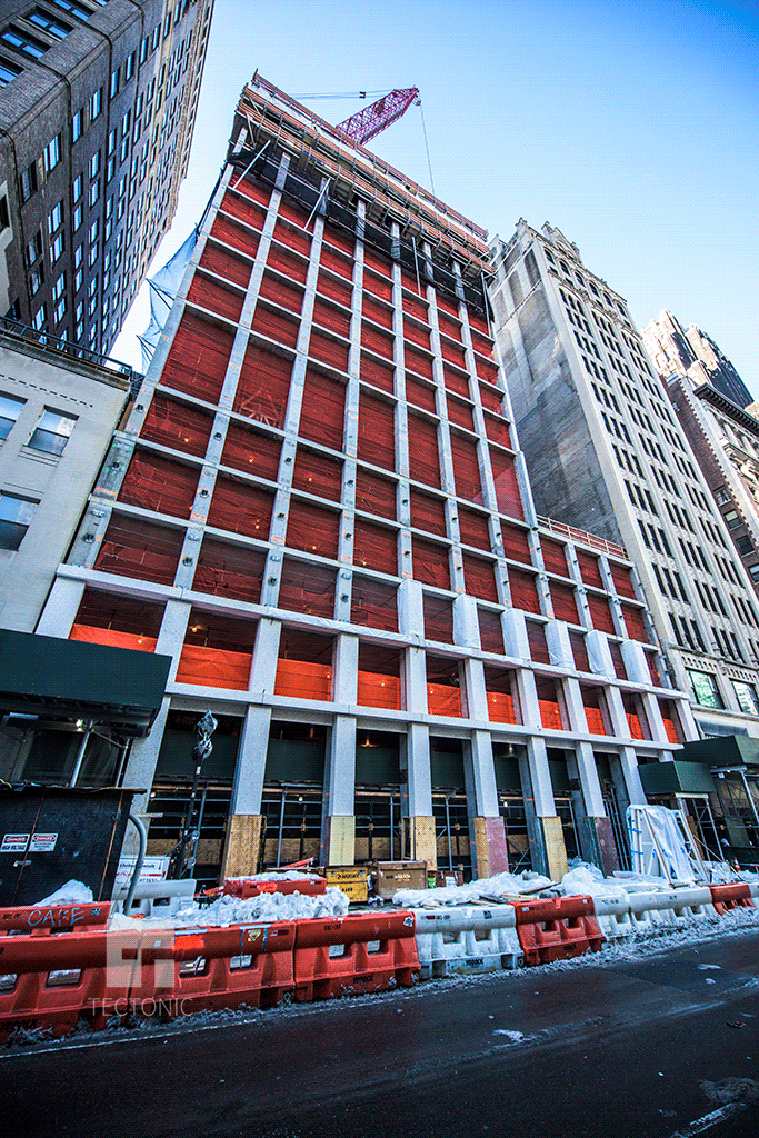 Looking up from West 40th Street