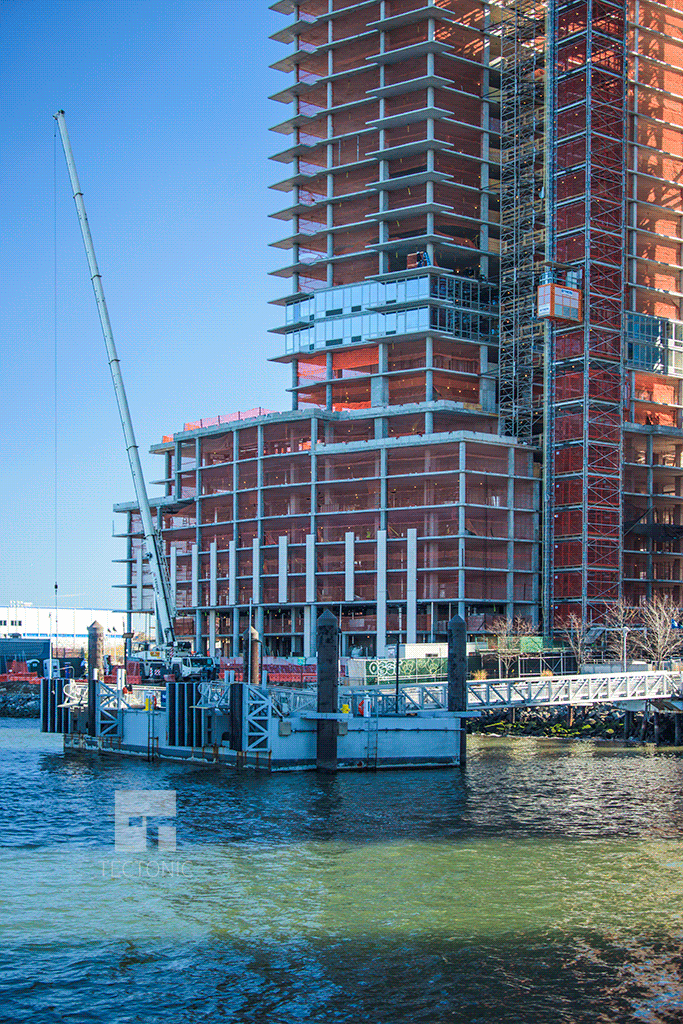 Facade installation along the Williamsburg waterfront