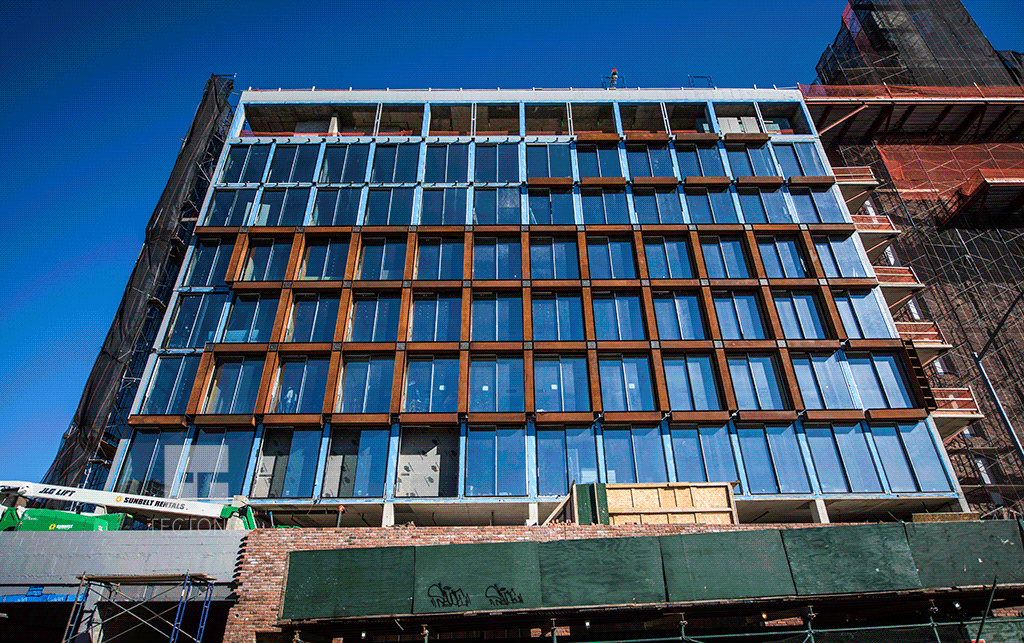 Looking up from North 10th Street
