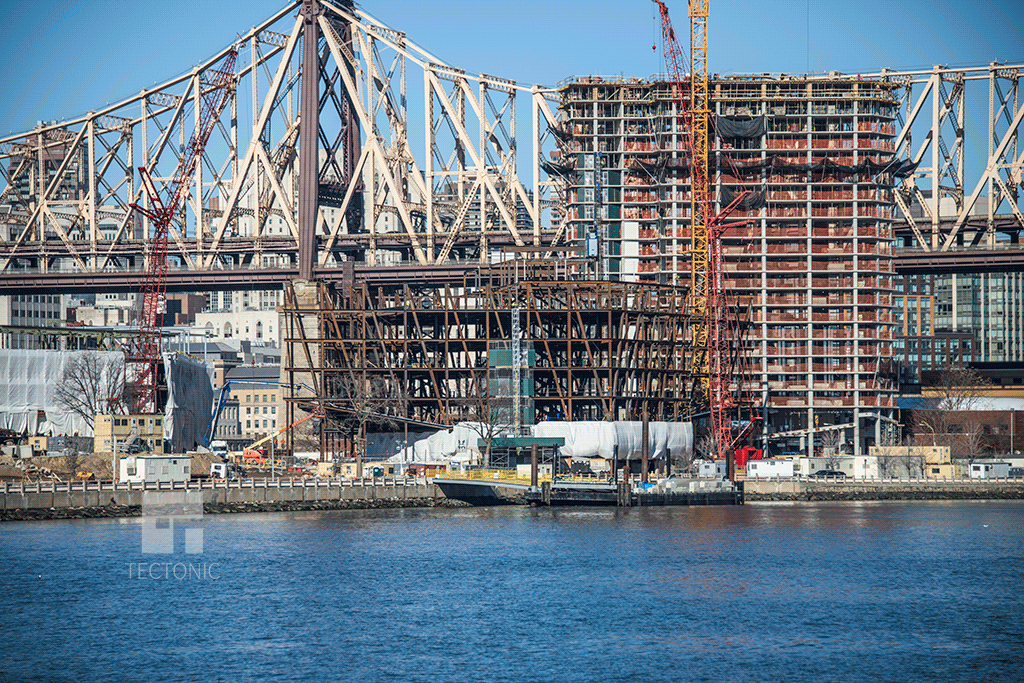Campus construction viewed from Queens