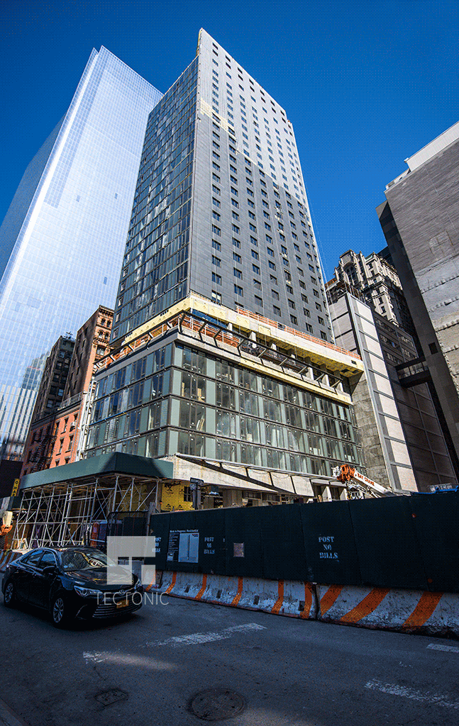 Looking up from Greenwich Street