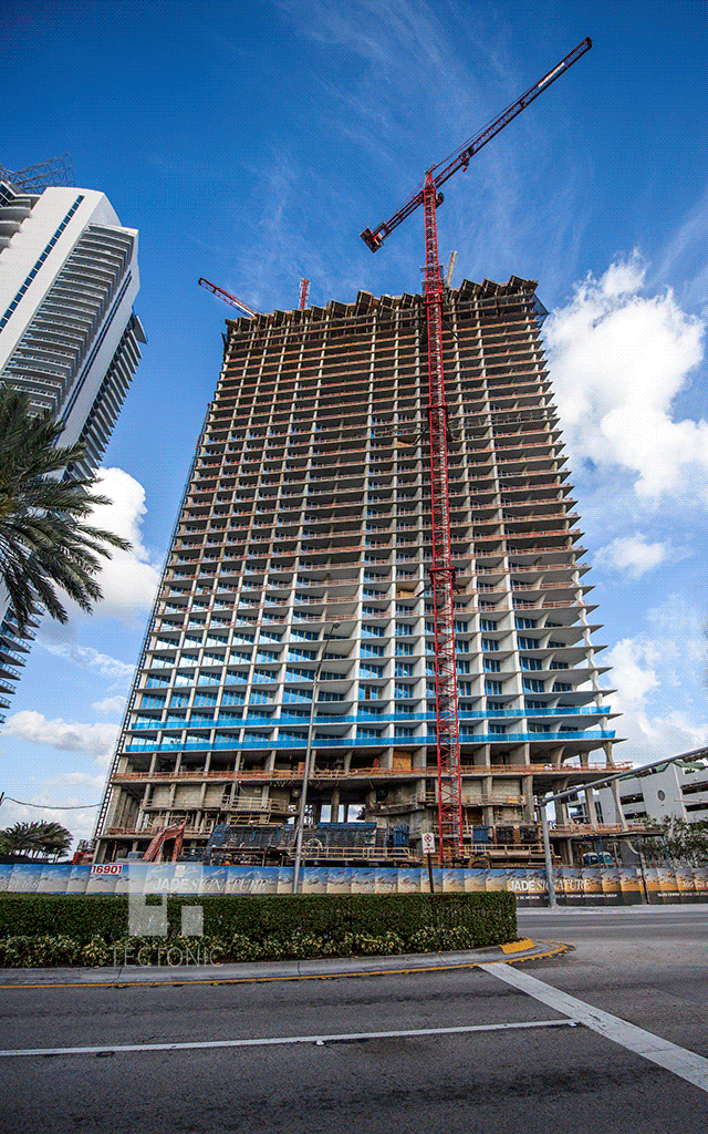 Looking up from Collins Avenue
