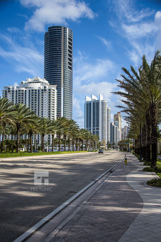 Looking southeast along Collins Avenue