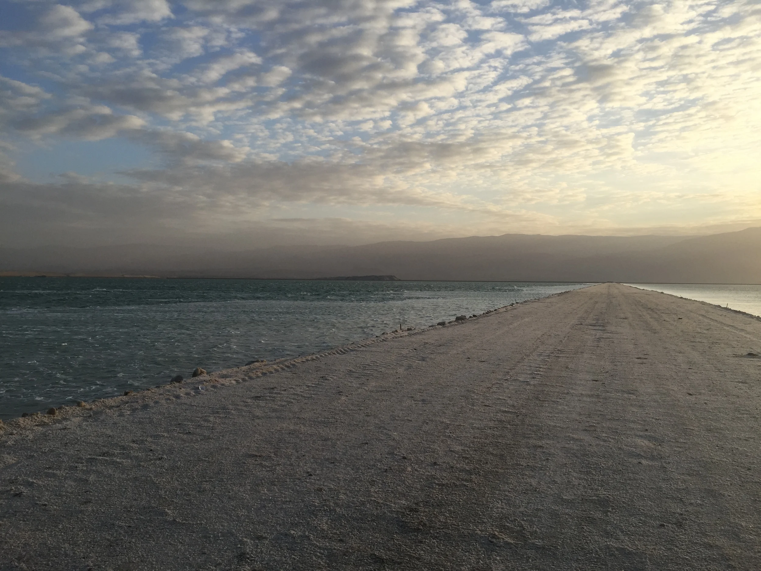  Salt flats/burms stretching into the (dying) Dead Sea 