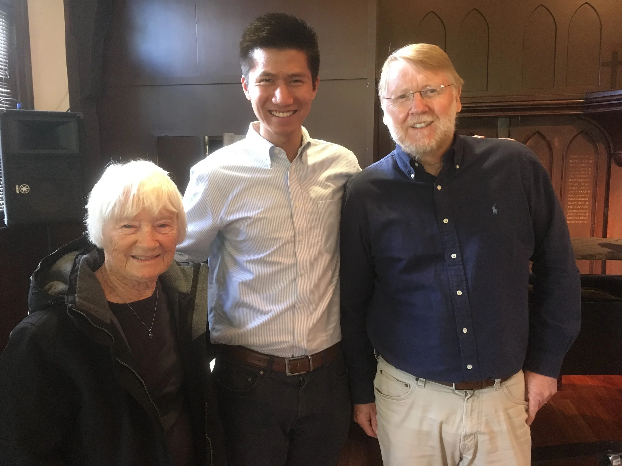 Daniel with composer Emma Lou Diemer and poet Paul Willis after performance by the USC Oriana Women’s Choir of Diemer’s commissioned work, When You Wake .