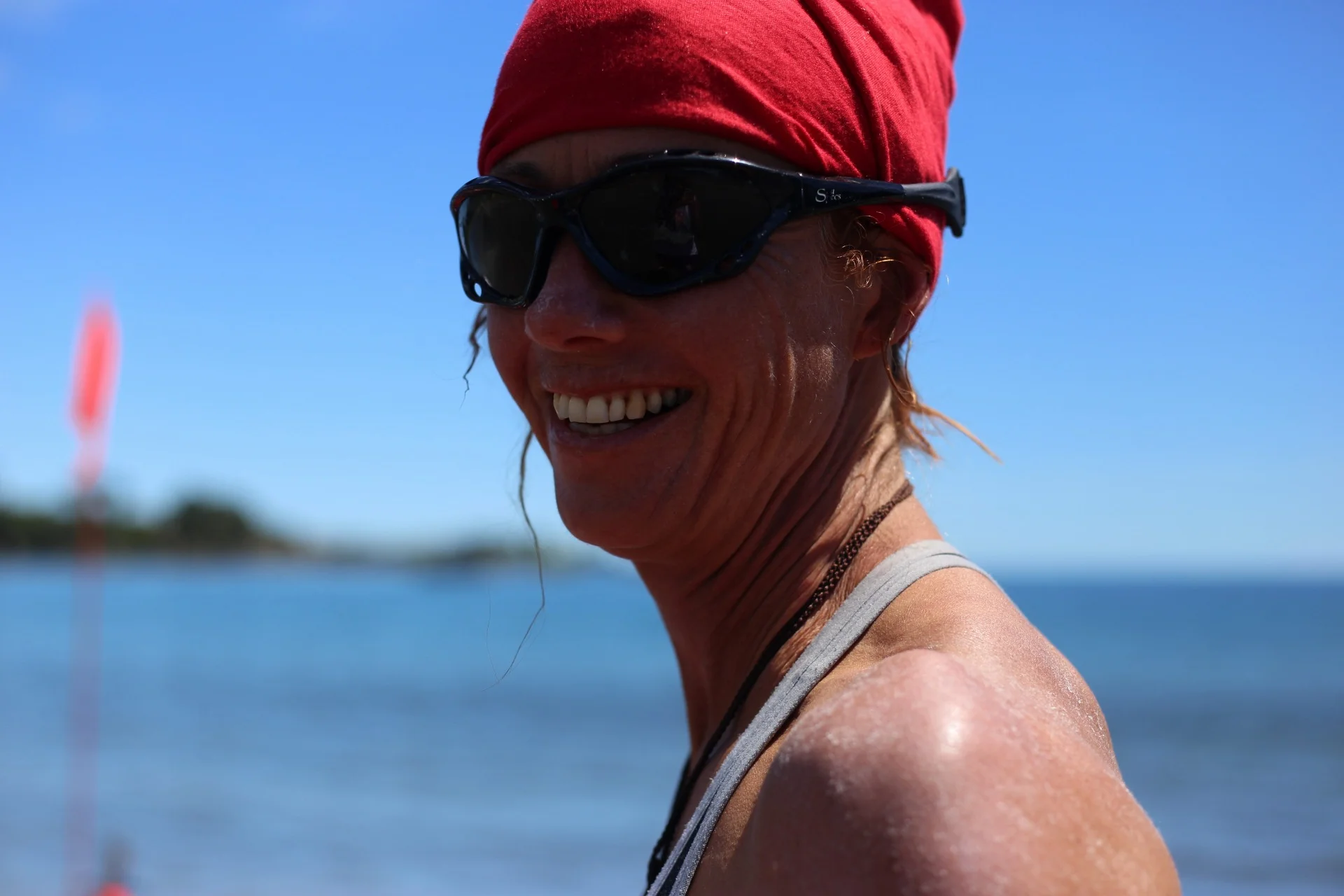 Red all salty and happy after her paddle