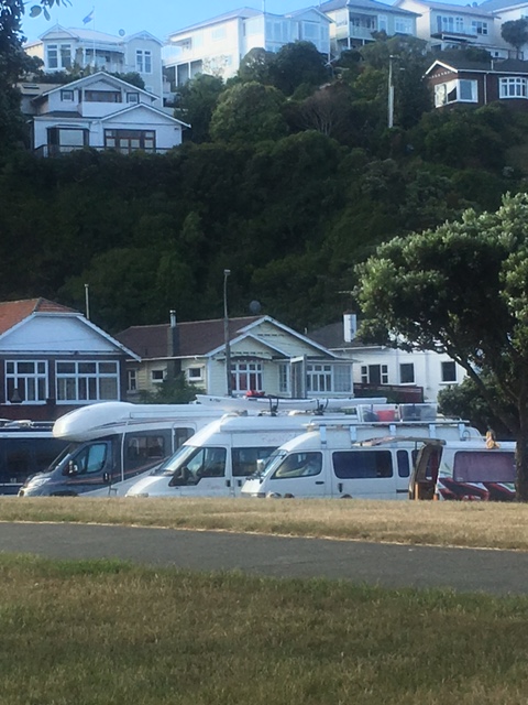 Cuzzie lined up with all the others at the marina camper-van location 