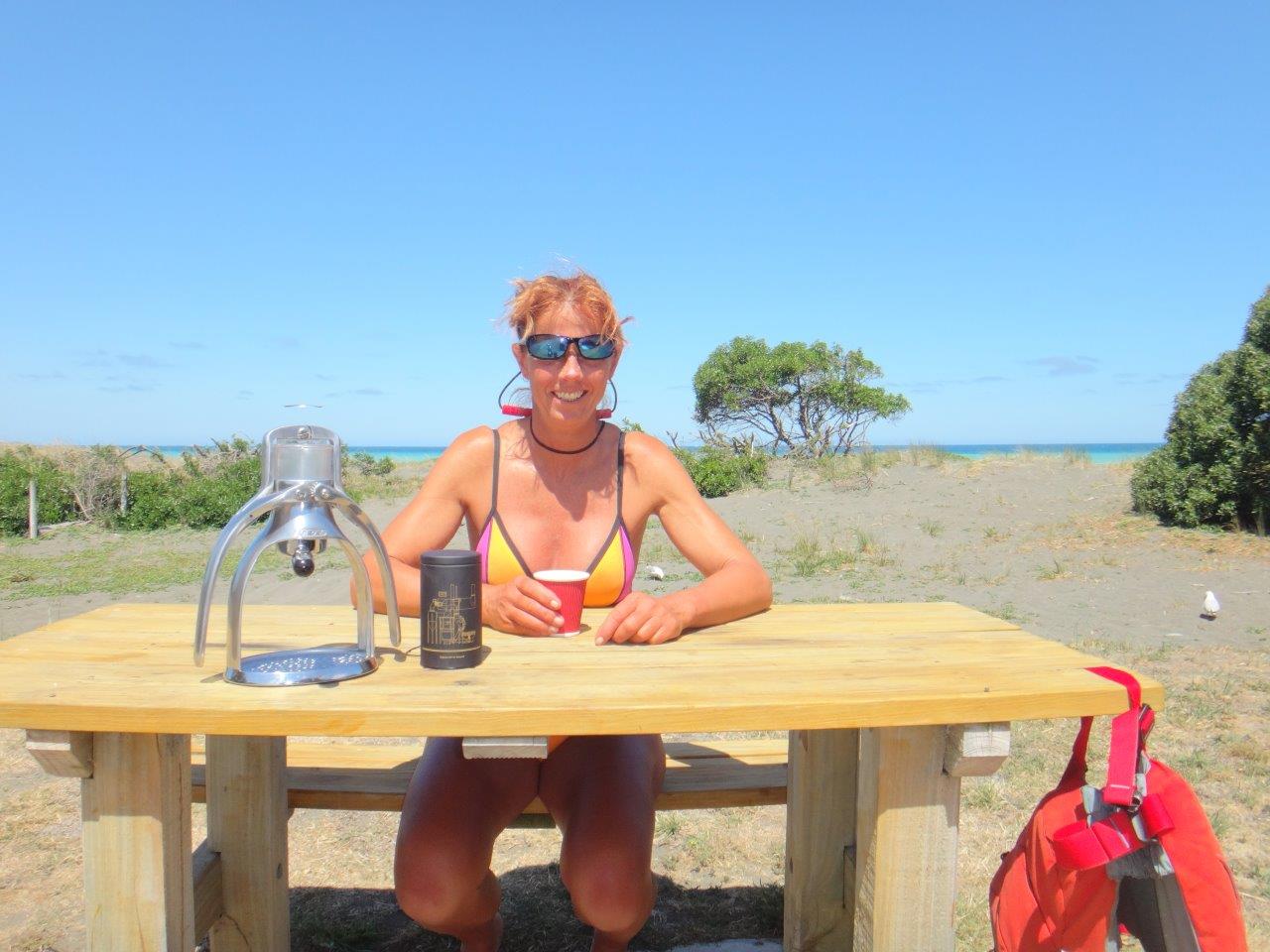 Red enjoying coffee and sunshine