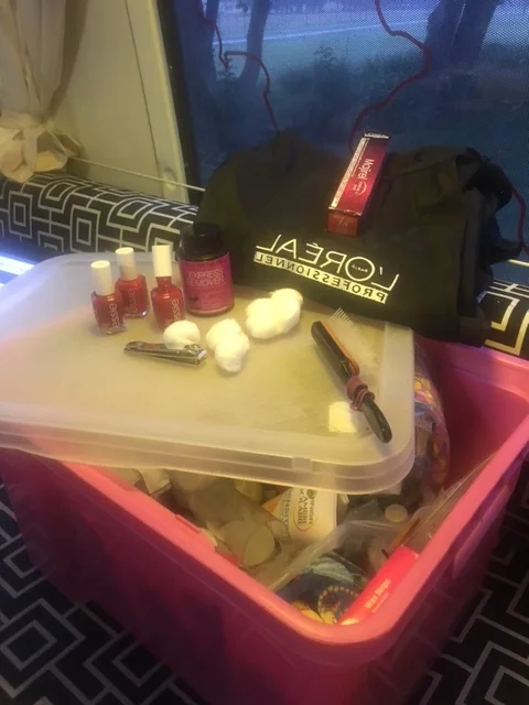 'Girly' Pink Crate and important supplies