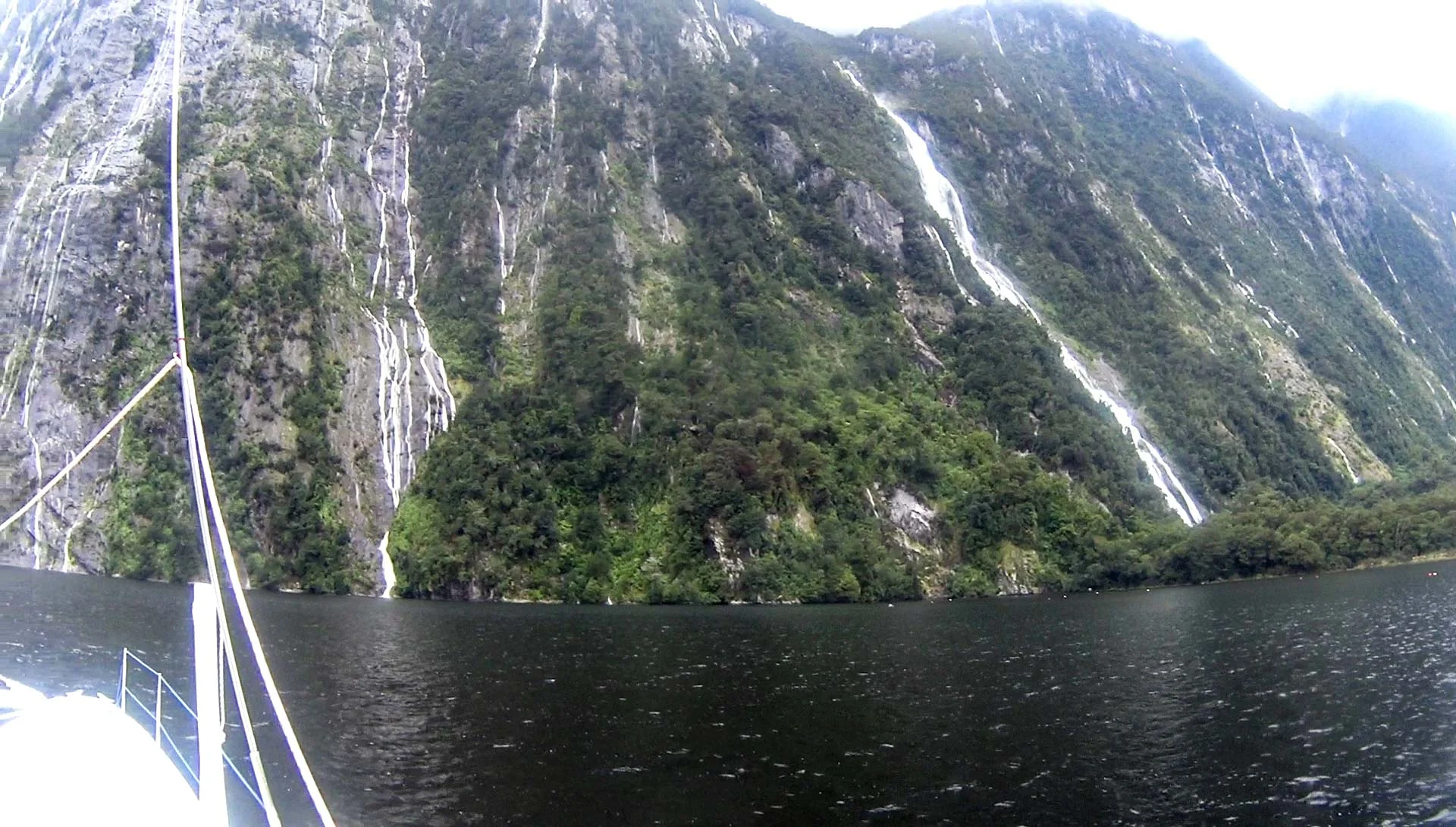 Water cascading off the mountains