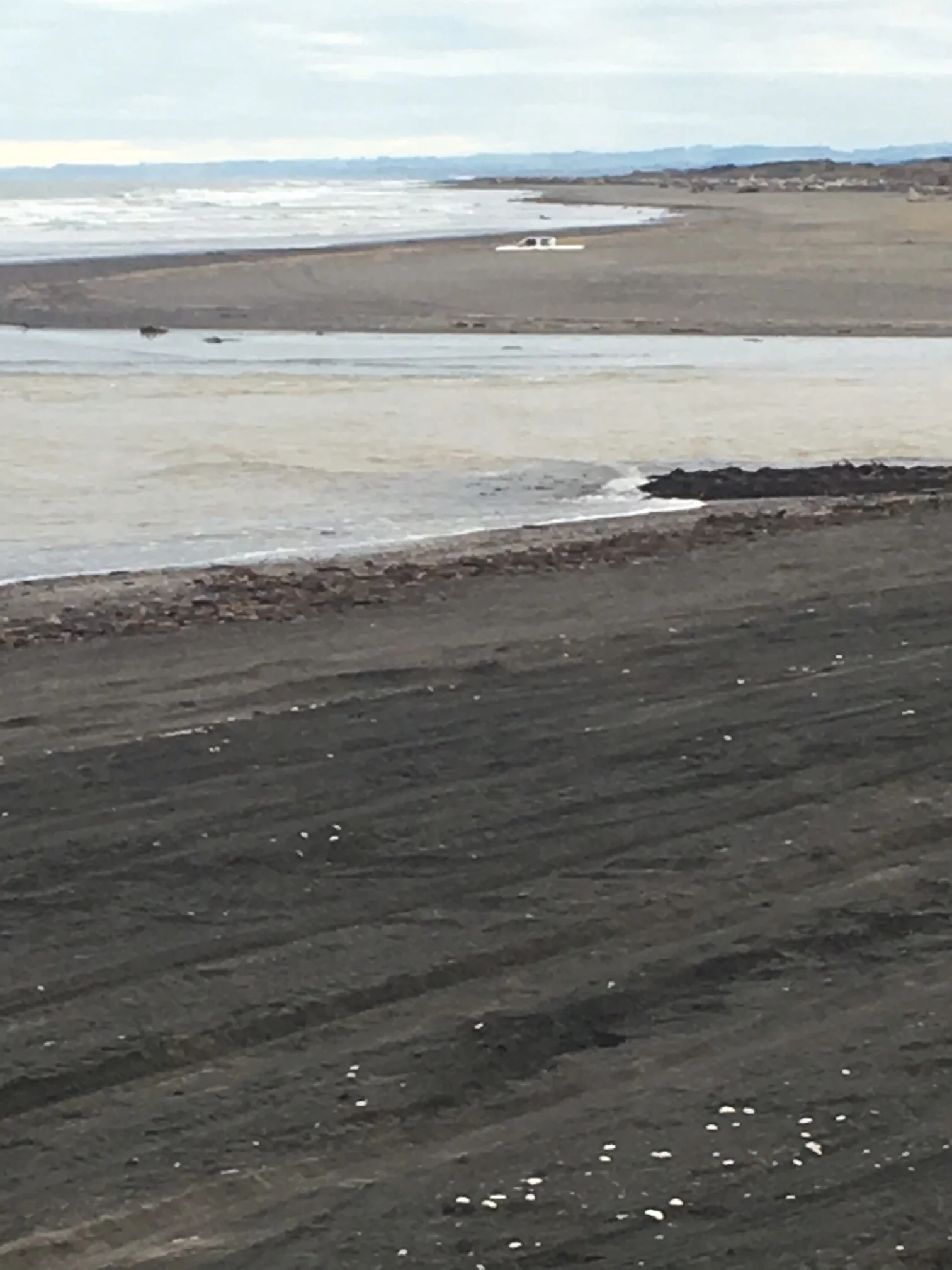 Black sands at Ohawe beach.