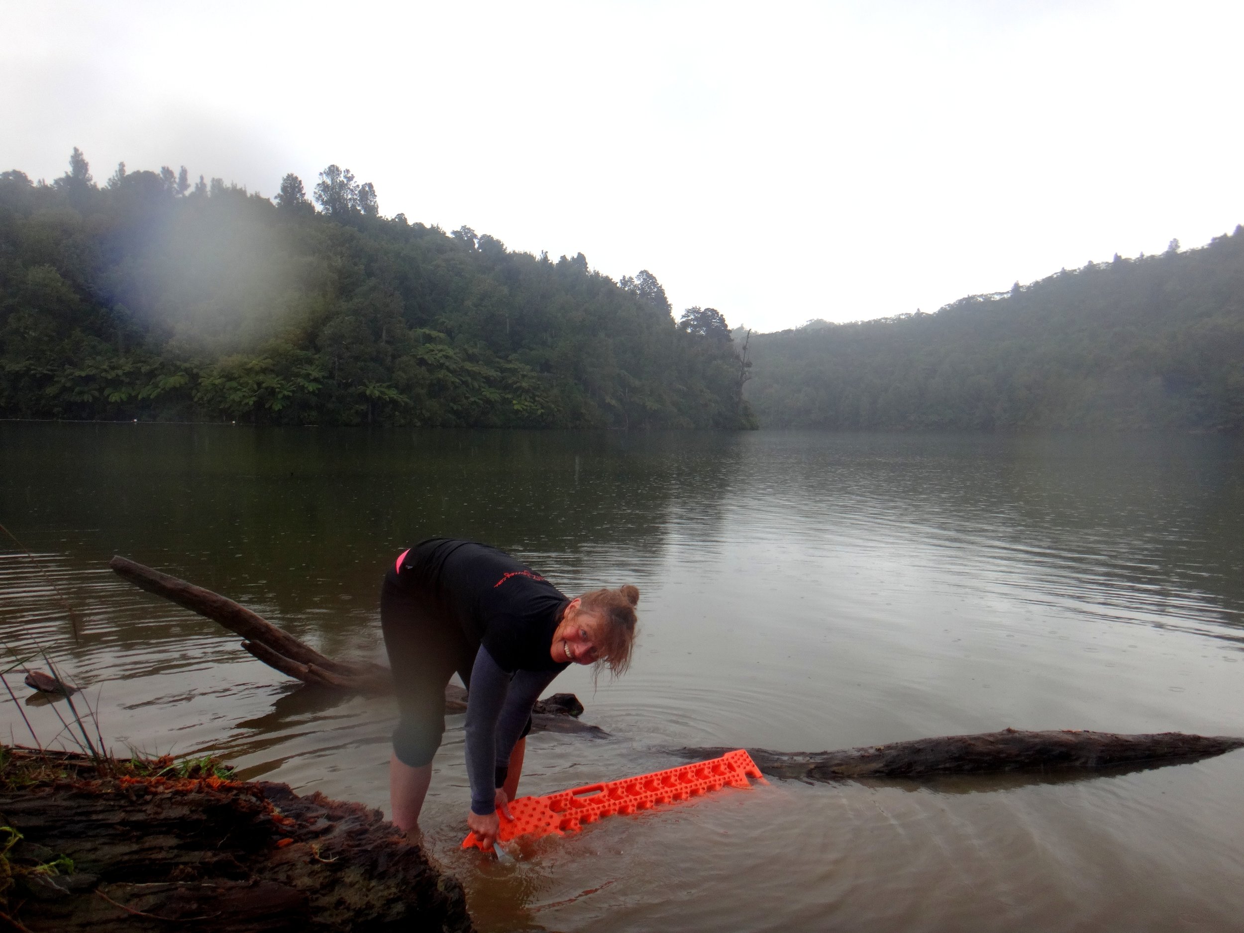 Washing the mud and animal manure off my beloved orange ramps.