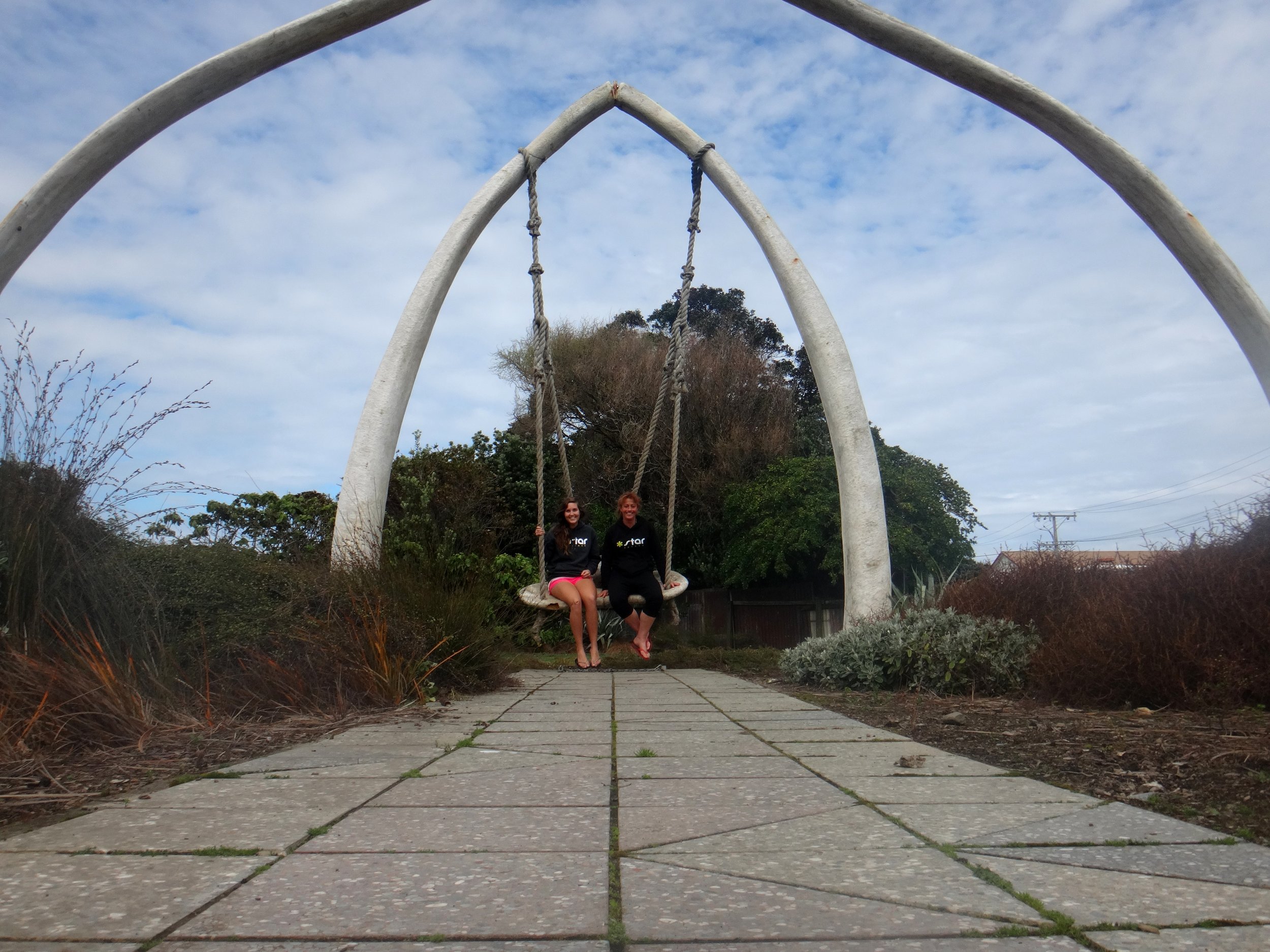 Red and Anna on the giant swing in Patea.