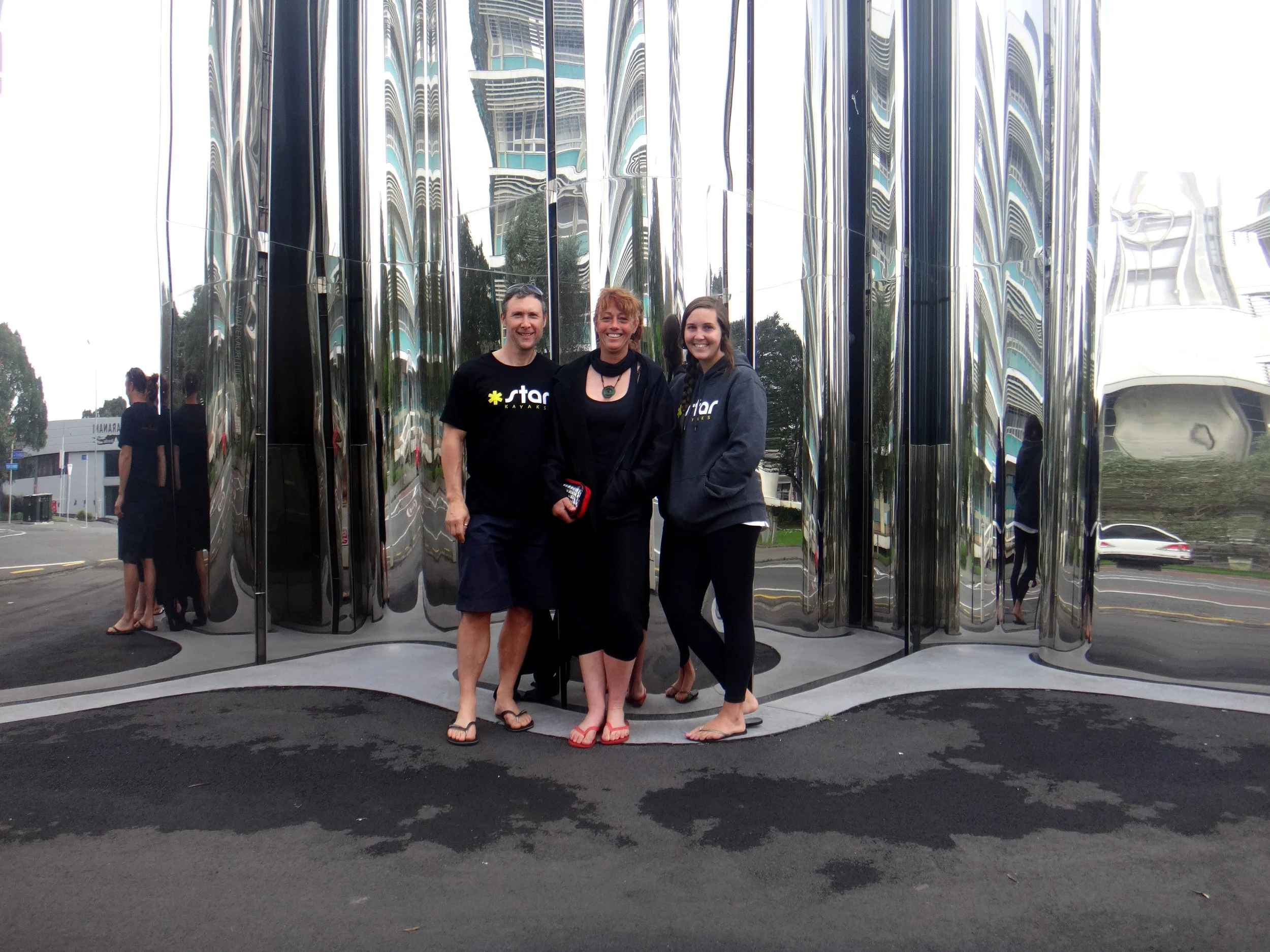 Jason, Red and Anna in front of the Art Gallery.